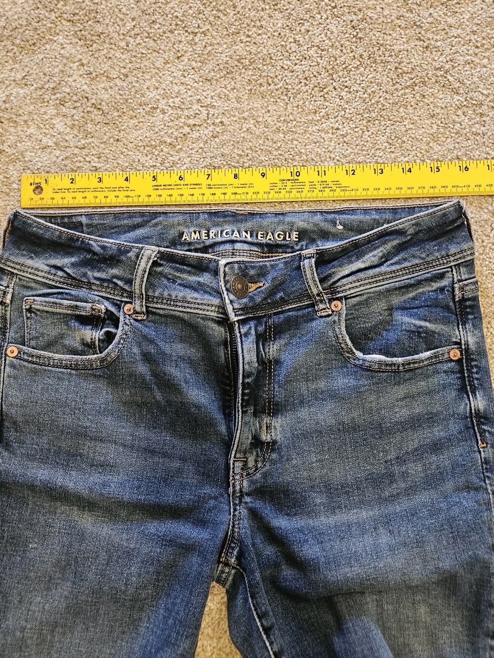 American Eagle Outfitters Mid Wash Kick Boot Jeans 12 X- short - Picture 7 of 8